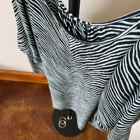 Parker Cold-Shoulder 100% Silk Mini Dress XS Black/White - Picture 10 of 16